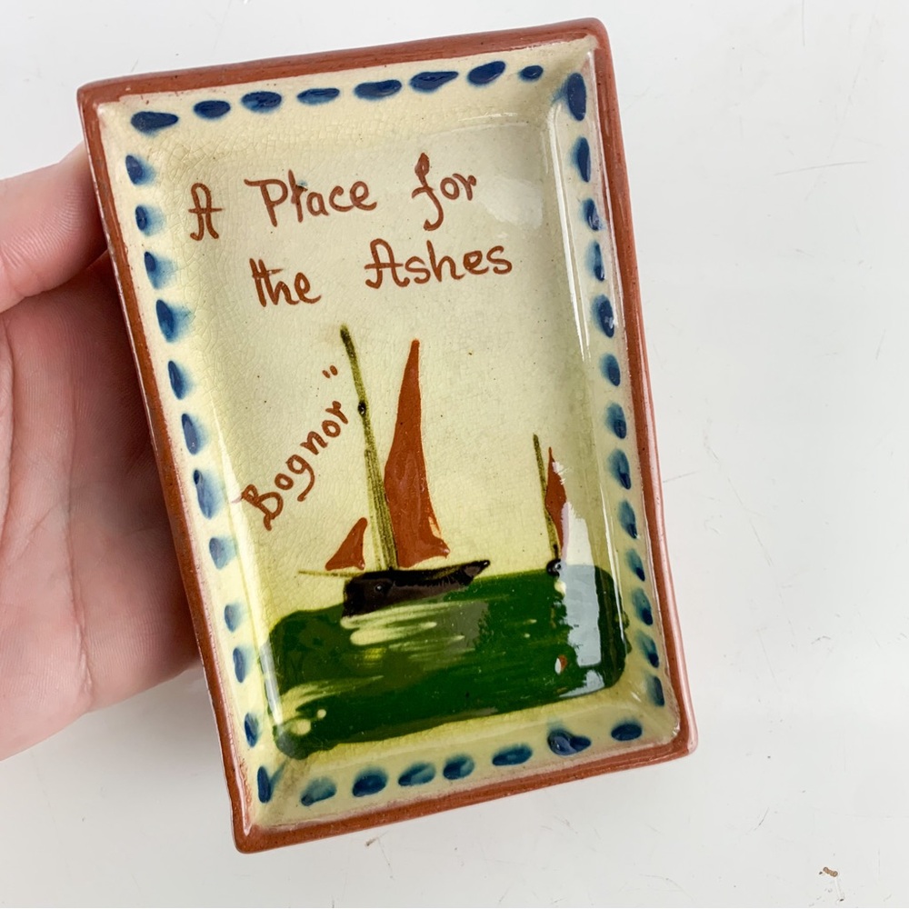 Vintage Torquay Motto Ware Souvenir Pottery  Ashtray Bognor Sailboat Nautical